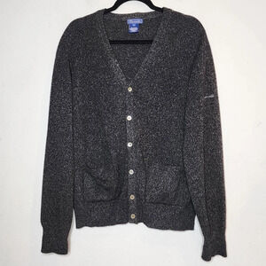 Faconnable Lambswool grey knit button cardigan. Pockets. Men's size medium